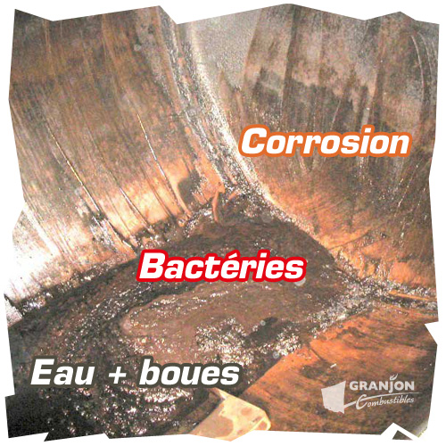 Un dépôt de boues et de bactéries en fond de cuve.